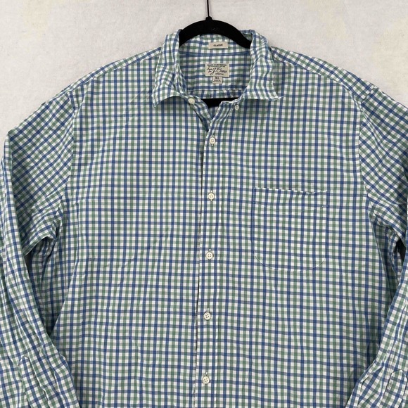 J Crew Men's Shirt Classic White Blue Check Long Sleeve Button Down Size XL - Picture 2 of 8